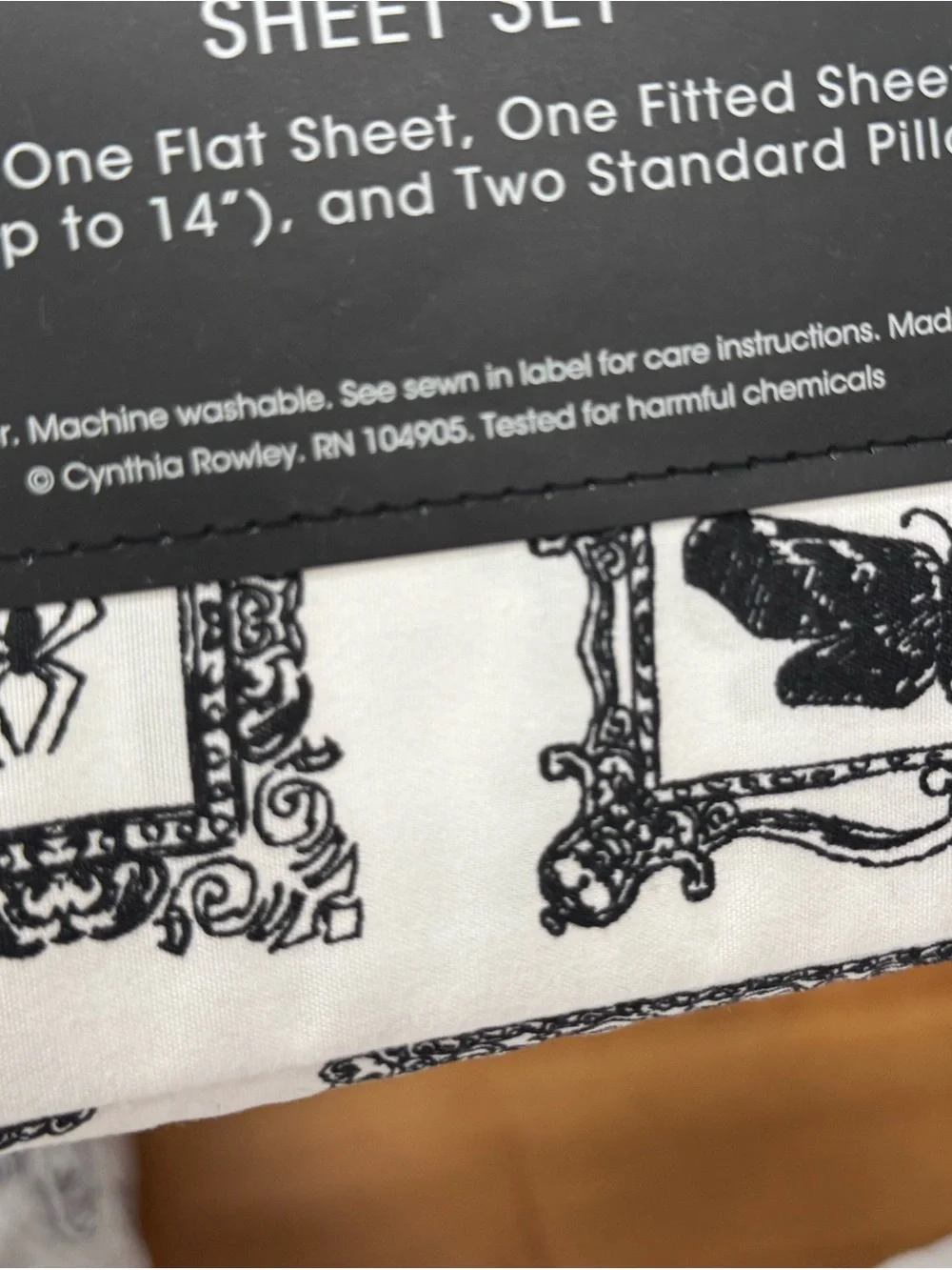 Cynthia Rowley Black and White Framed Halloween Print Full Sheet Set